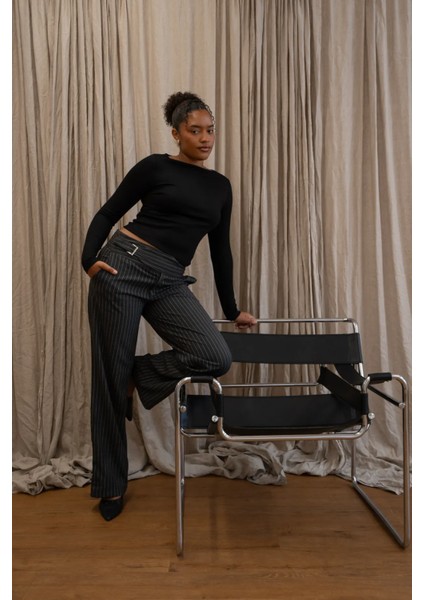 Kadın Jennifer Çizgili Pantolon Gri