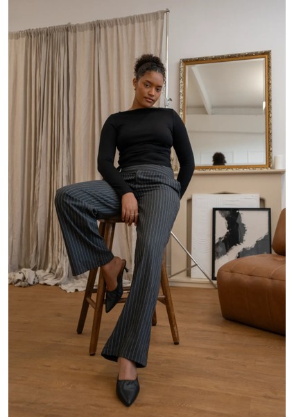 Kadın Jennifer Çizgili Pantolon Gri fiyatları