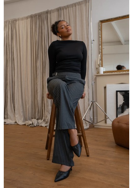 Kadın Jennifer Çizgili Pantolon Gri modelleri