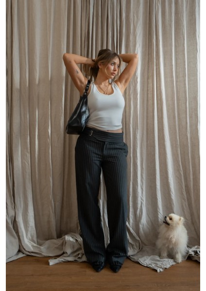 Kadın Jennifer Çizgili Pantolon Gri fırsatları