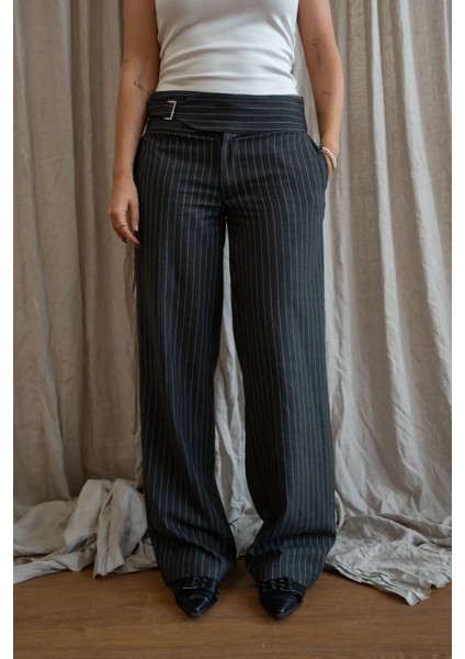 Kadın Jennifer Çizgili Pantolon Gri