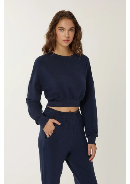 Kadın Kısa Sweatshirt Blue modelleri