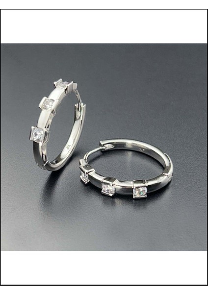 Zirkon Taşlı, Halka, Platinyum Kaplama Paslanmaz Çelik Küpe 544, Gümüş Renk modelleri