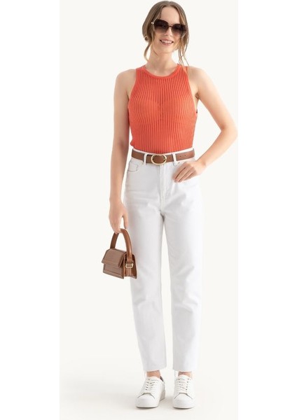 Kadın Yuvarlak Yakalı Fitilli File Tank Top Pink indirimleri