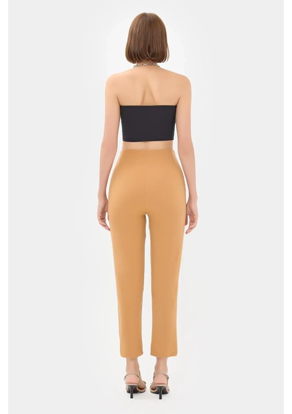 Kadın Yüksek Bel Havuç Kesim Pantolon Natural fırsatları