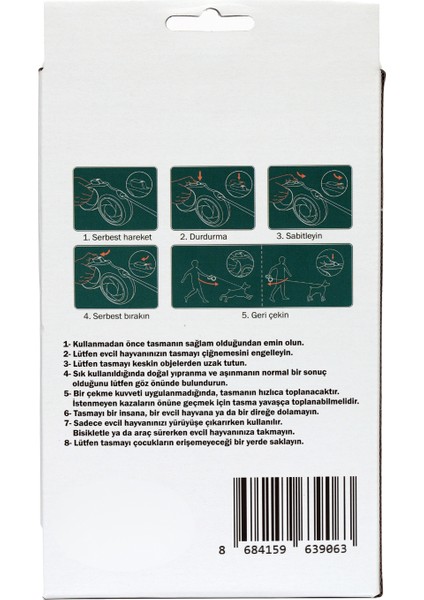 Makaralı Otomatik 5 Metre Geri Çekilebilen Kedi Köpek Gezdirme Tasması 25 Kg (M)