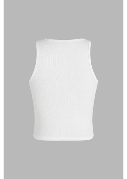 Kadın Düğme Detaylı Crop Üst White fiyatları