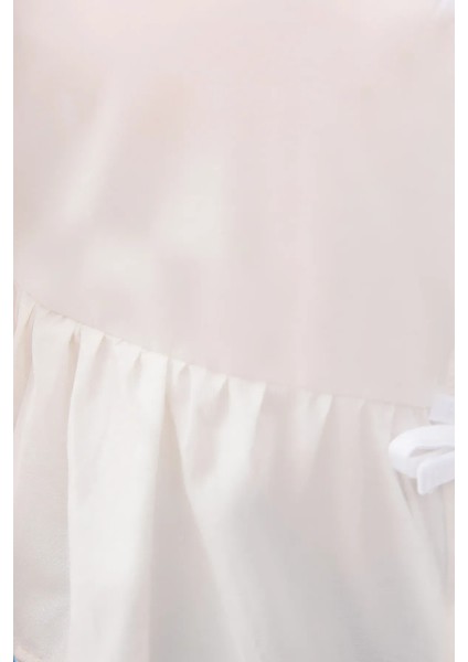 Kadın Yırtmaç Biye Detaylı V Yaka Bluz White indirimleri