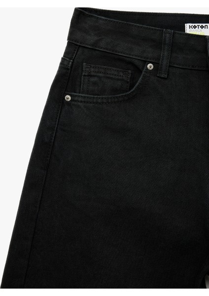 Yüksek Bel Pamuklu Düğmeli Geniş Paça Jean Pantolon - Wide Leg Jeans modelleri