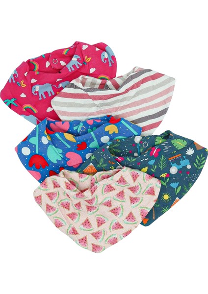 5'li 0-12 Ay %100 Organik Penye Bebek Fular Salya Mama Önlüğü