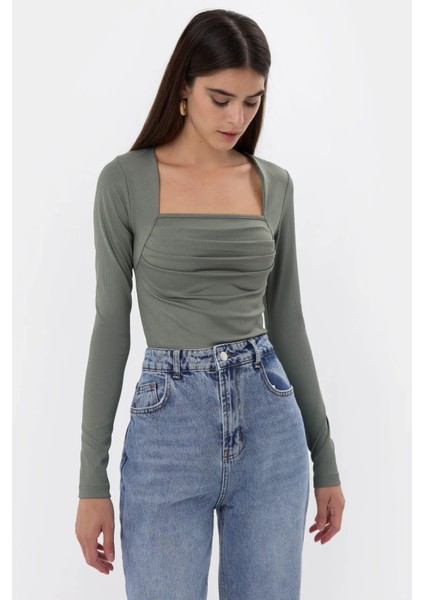 Kadın Kırışıklıklı Bluz Green modelleri