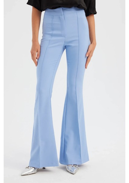 Kadın Ön Dikişli Yüksek Bel Geniş Kesim Pantolon Blue modelleri