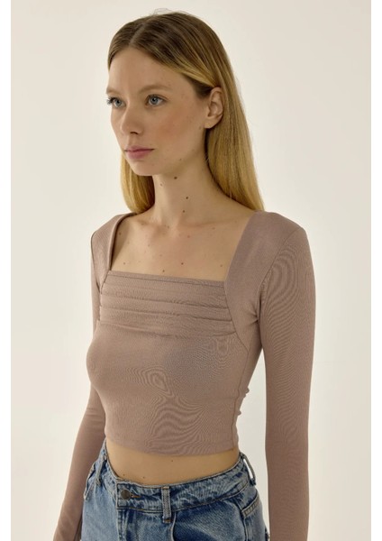 Kadın Kırışıklıklı Bluz Natural fırsatları