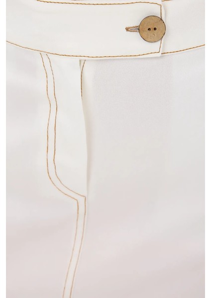 Kadın Yüksek Bel Dikiş Detaylı Mini Etek White fırsatları