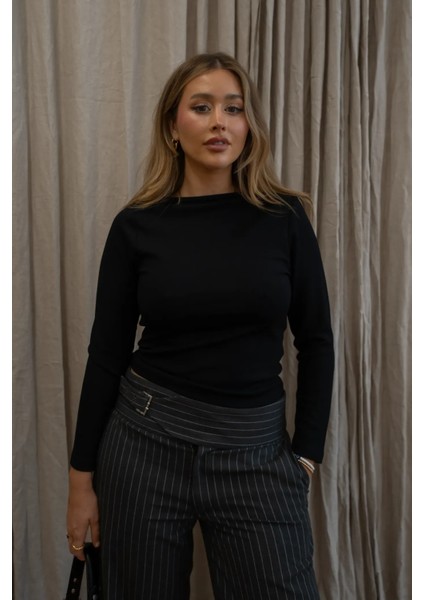 Kadın Dushku Kayık Yaka Uzun Kollu Siyah fiyatları