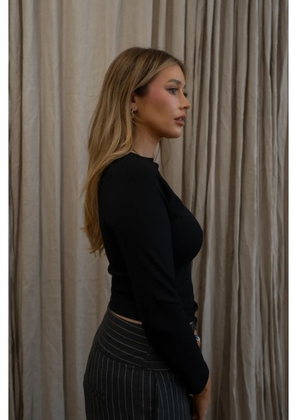 Kadın Dushku Kayık Yaka Uzun Kollu Siyah modelleri