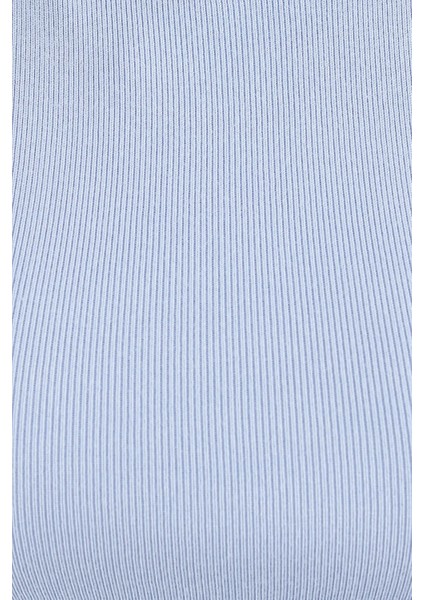 Kadın Fitilli Kısa Kol Kesik Üst Blue indirimleri