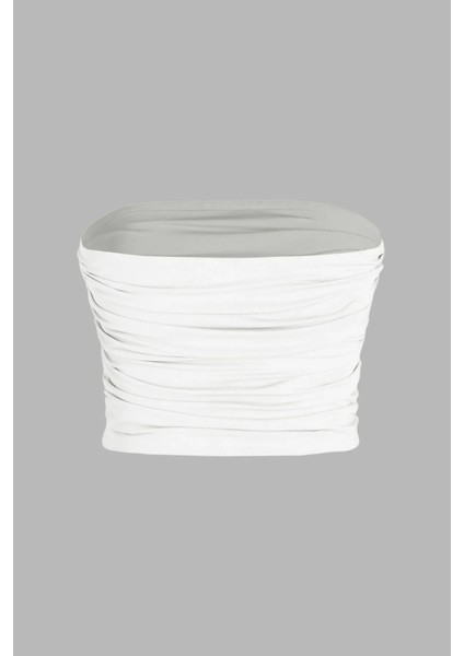 Kadın Askısız Drapeli Crop Top White fiyatları