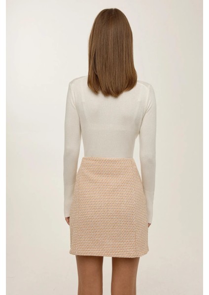 Kadın Yırtmaçlı Düz Mini Etek Yellow fırsatları