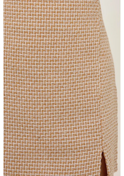 Kadın Yırtmaçlı Düz Mini Etek Yellow indirimleri