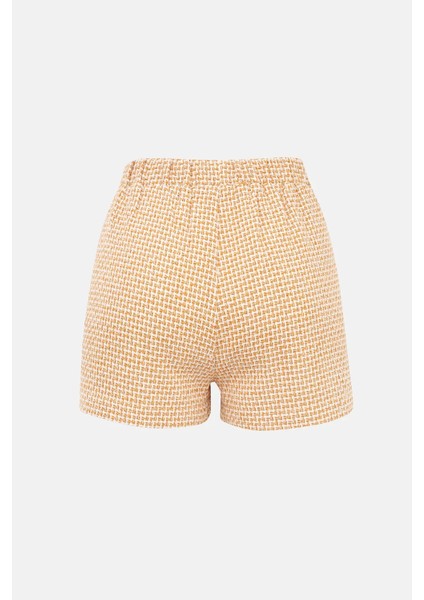 Kadın Tweed Şort Kehribar Sarısı modelleri