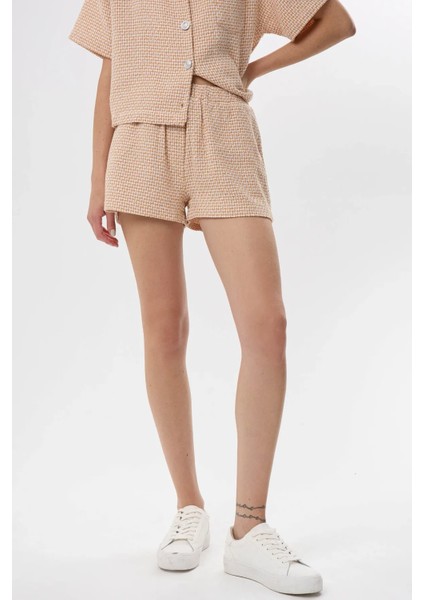 Kadın Tweed Şort Kehribar Sarısı fırsatları