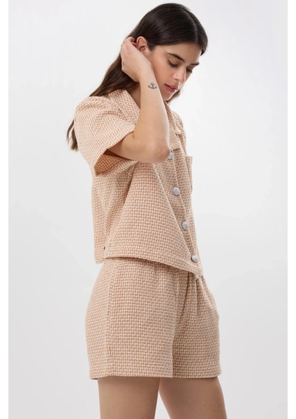 Kadın Tweed Şort Kehribar Sarısı indirimleri