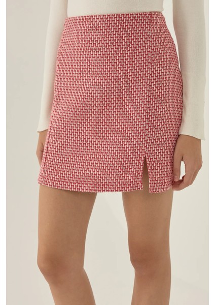 Kadın Yırtmaçlı Düz Mini Etek Red fırsatları