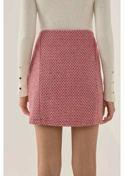 Kadın Yırtmaçlı Düz Mini Etek Red indirimleri