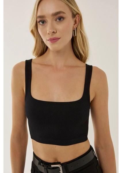 Kadın Temel Kare Yaka Atlet Black fırsatları
