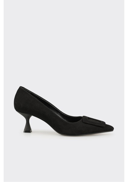 Siyah Deri Kadın Stiletto