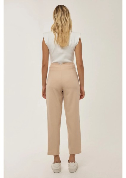 Kadın Nude Fitted Yüksek Bel Pantolon Natural fırsatları