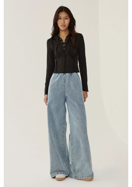 Kadın Çıtçıtlı Üst Siyah fırsatları