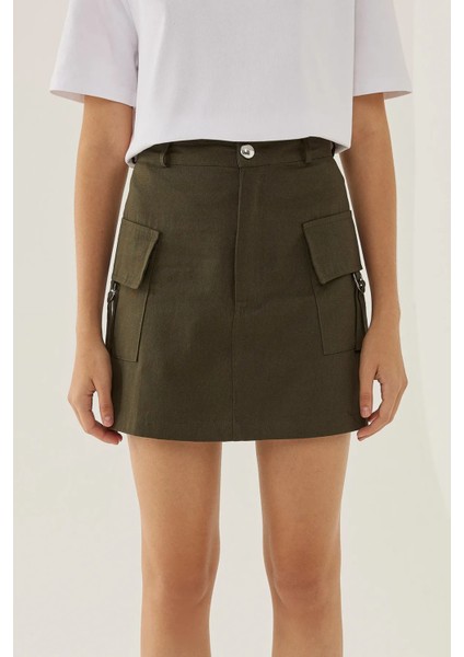 Kadın Kargo Cepli Mini Etek Yeşil fiyatları