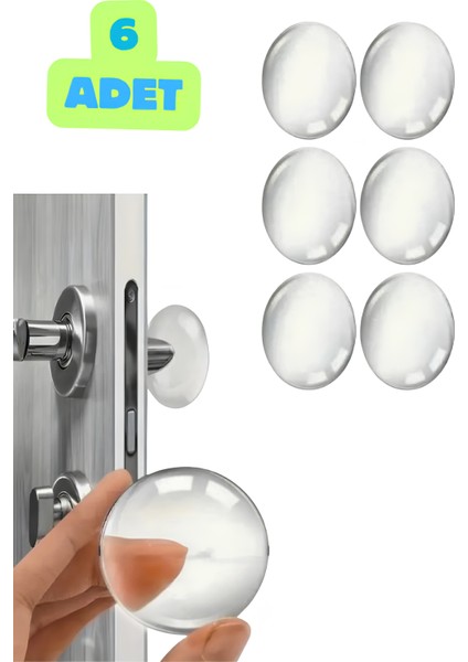 6 Adet Şeffaf Silikon Kapı Kolu Mobilya Koruma Darbe Pedi Stoper Duvar Koruyucu Kapı Durdurma Seti