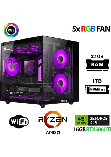 Eco X230 Ryzen 5 8400F 32GB Ddr5 Ram 1tb M.2 Nvme SSD 16GB RTX5060TI Oyuncu Masaüstü Bilgisayarı