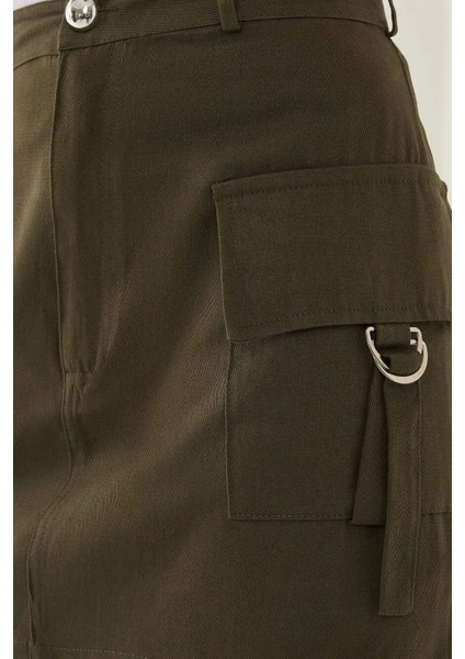 Kadın Kargo Cepli Mini Etek Yeşil indirimleri