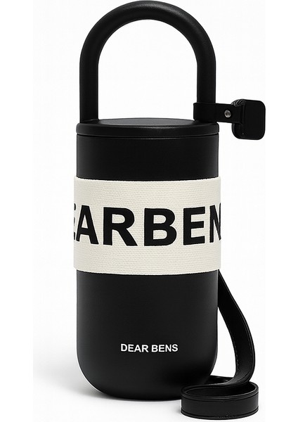 Dear Bens Barber 500 ml Vakumlu Paslanmaz Çelik Termos – Askılı, Taşınabilir, Şık Tasarım (Bej / Krem / Siyah)