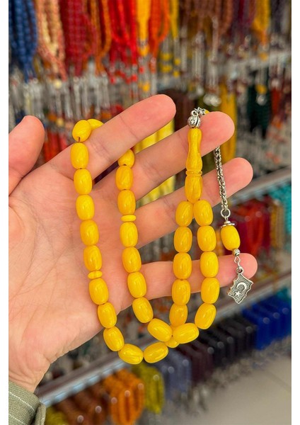 Limon Renk Badem Tane Epoksi Toz Kehribar Tesbih fiyatları