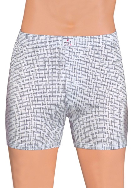 Erkek Boxer Desenli, Düğmeli (%100 Pamuk)