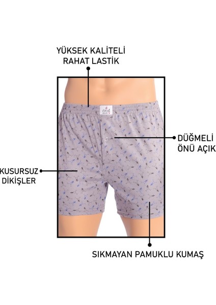 Erkek Boxer Desenli, Düğmeli (%100 Pamuk) modelleri