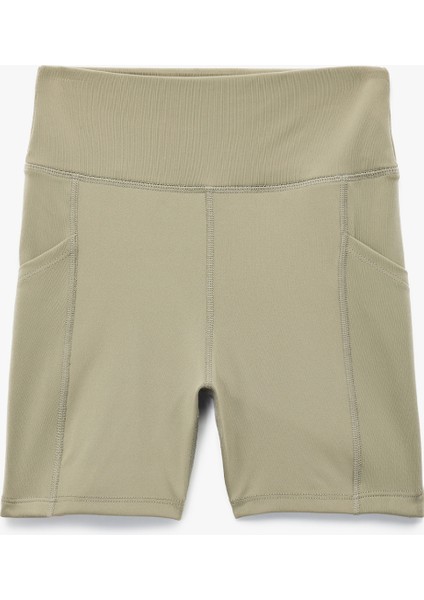 Yüksek Bel Cepli Dikiş Detaylı Biker Spor Tayt