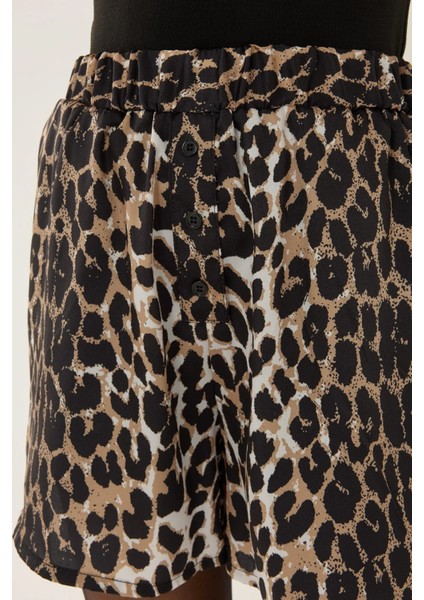 Kadın Yüksek Bel Leopar Desenli Mini Şort Kahve Kahvesi indirimleri