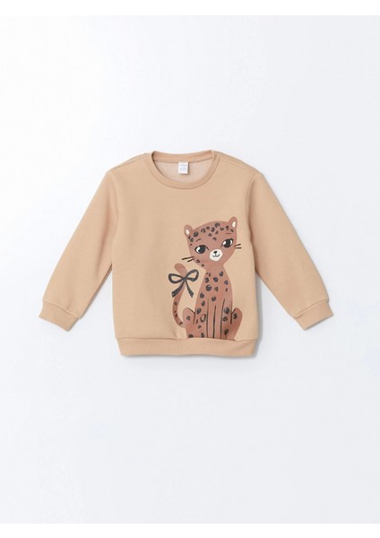 Lcw Kids Bej Kedi Baskılı Kız Bebek Sweatshirt ve Eşofman Alt 2'li fiyatları