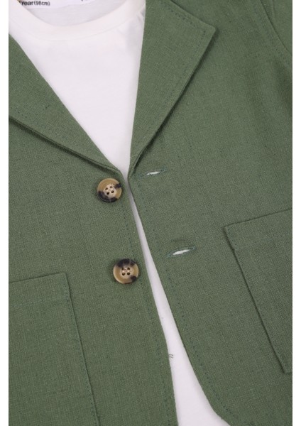 Erkek Çocuk Keten Ceket Pantolon 3'lü Takım modelleri