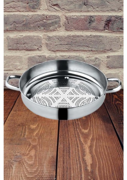 Paslanmaz Çelik Derin Makarna Süzgeç Çift Kulplu 26 cm