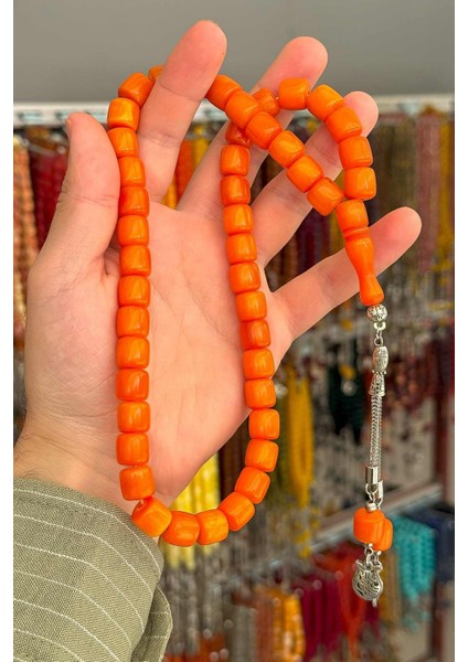 45'li Arap Model Kesme Turuncu Epoksi Reçine Tesbih