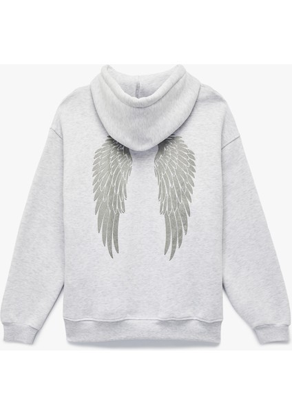 Şardonlu Kapüşonlu Kanguru Cepli Arkası Baskılı Oversize Sweatshirt fiyatları