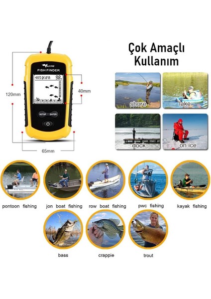 Taşınabilir Balık Bulucu 0,7-100M Derinlik Sonar fiyatları
