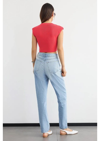 Kadın Fitilli Kısa Kol Kesik Üst Red fırsatları